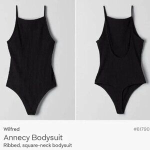 WILFRED Aritzia Annecy Ribbed, Backless, Square Neck Bodysuit - Black - M
